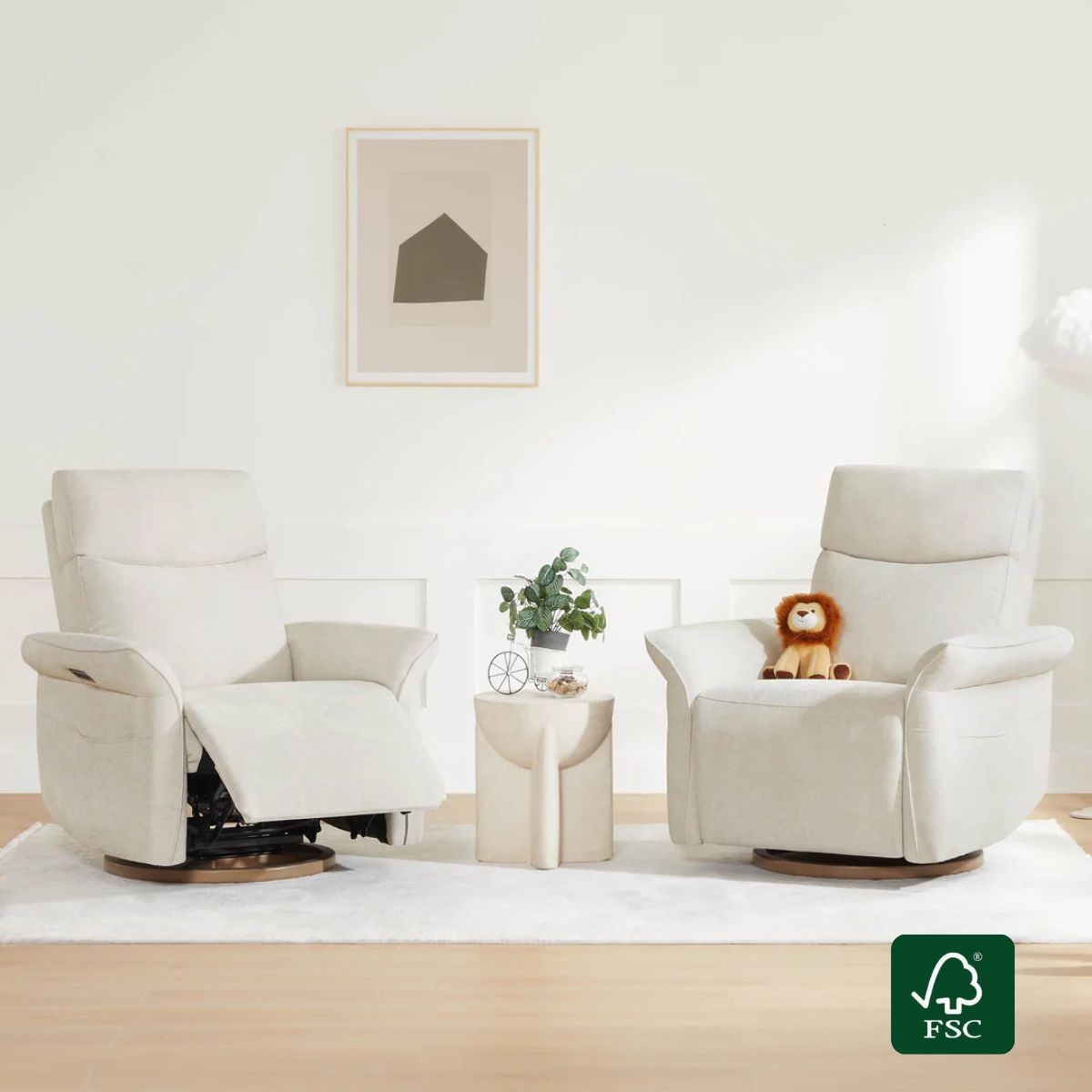 Fauteuil inclinable pivotant et électrique Vinca pour chambre d'enfant avec lombaire et appui-tête électriques