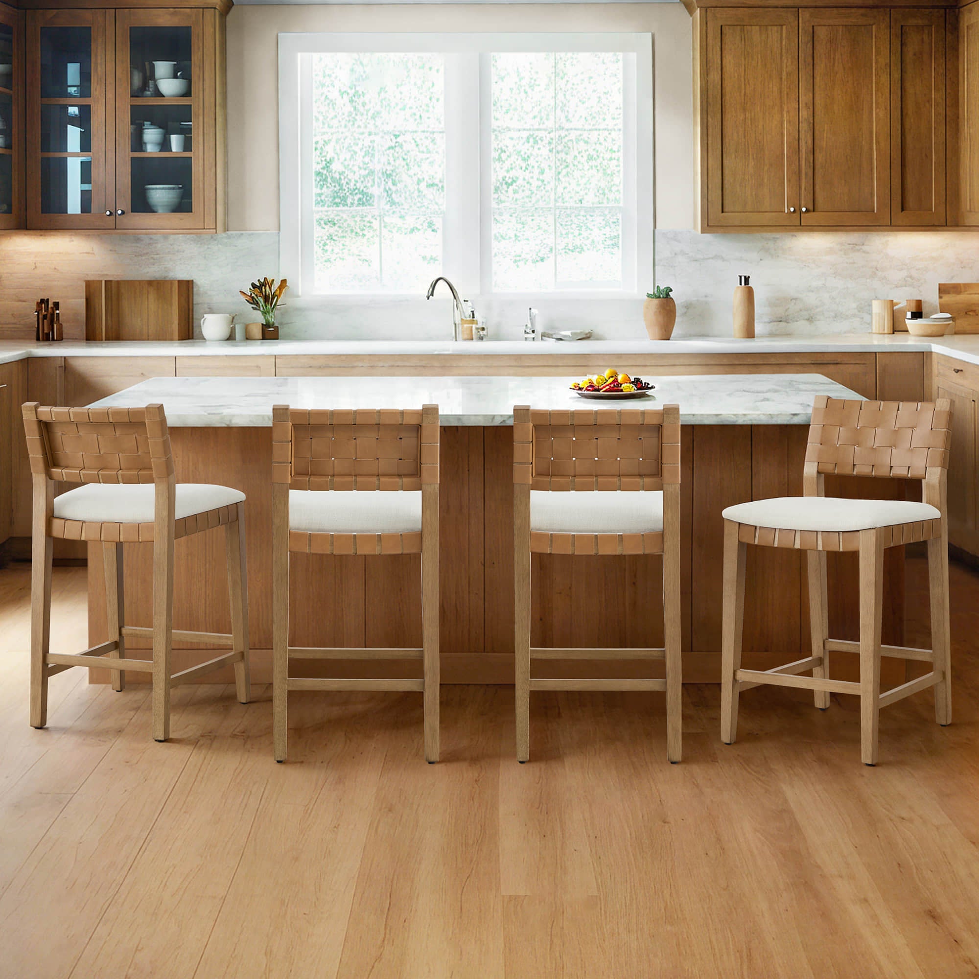 Aries Mid-century Modern Handwoven Counter Stool
