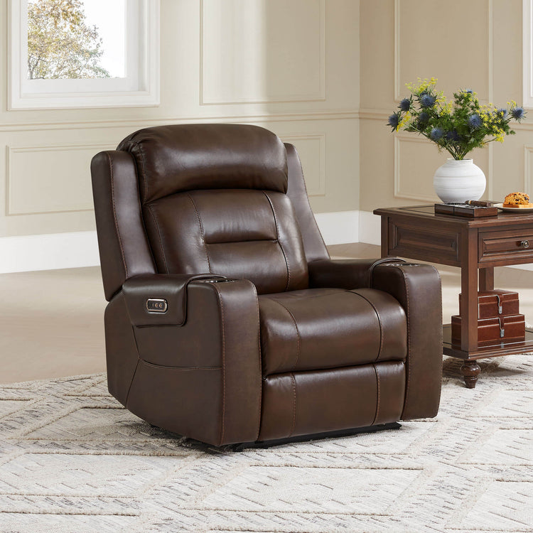 Fauteuil inclinable électrique Garrison en cuir véritable avec appui-tête électrique