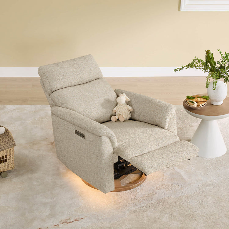 Fauteuil inclinable pivotant et électrique Lulla pour chambre d'enfant avec appui-tête électrique et veilleuse