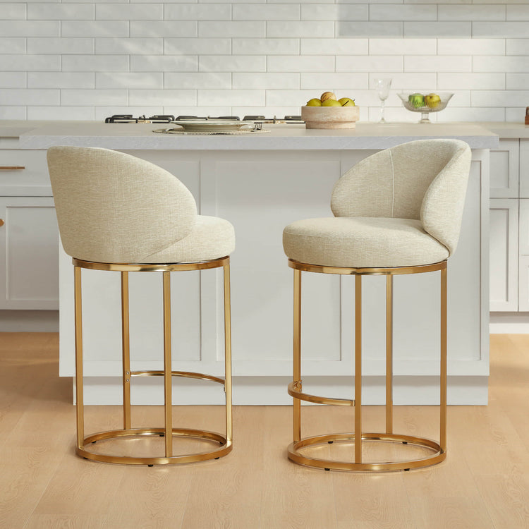Tabouret de comptoir pivotant moderne en chenille Tanya