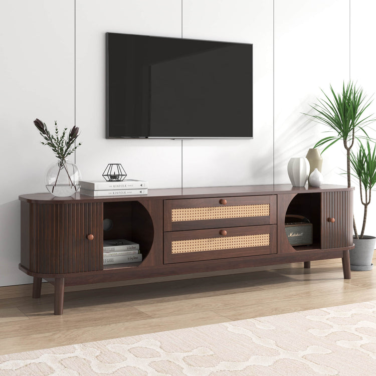 Meuble TV Vision Mid-Century Modern avec porte tambour