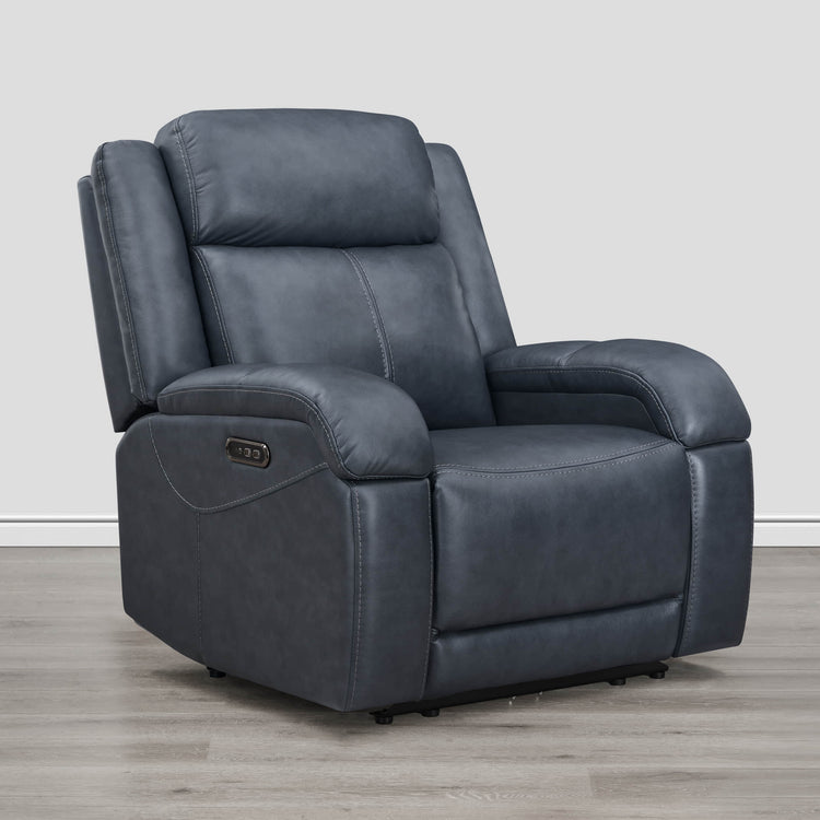 Fauteuil inclinable électrique en cuir véritable Isaac avec appui-tête électrique