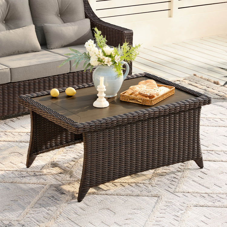 Table basse d'extérieur en rotin Elara