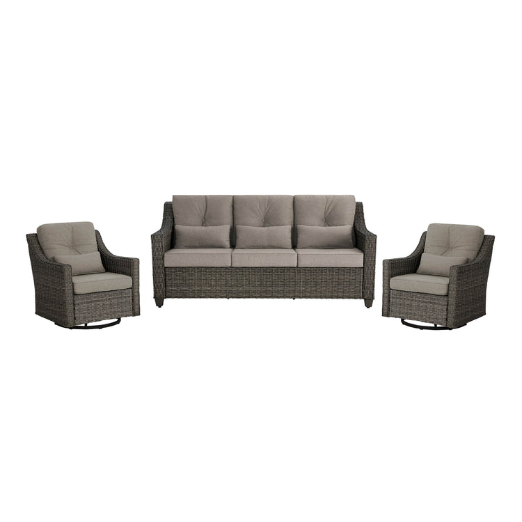 Canapé d'extérieur en rotin Elara avec fauteuils pivotants à bascule - 5 places