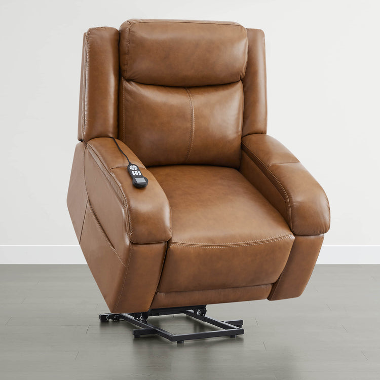 Fauteuil inclinable Isaac en cuir véritable avec appui-tête électrique