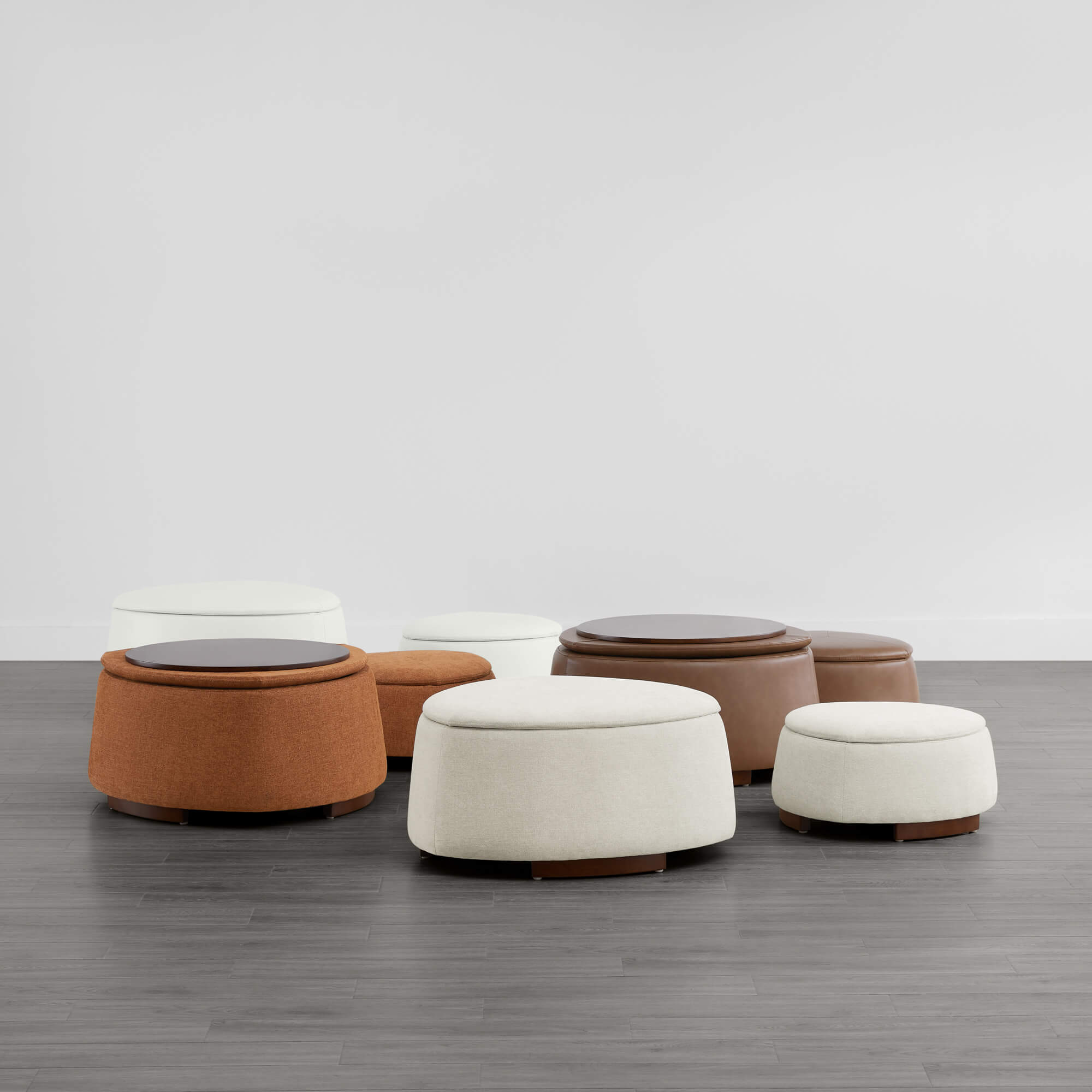 Pouf de rangement moderne en forme de pierre double