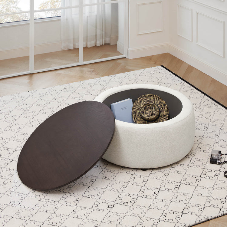Pouf rond de rangement pour café Grace