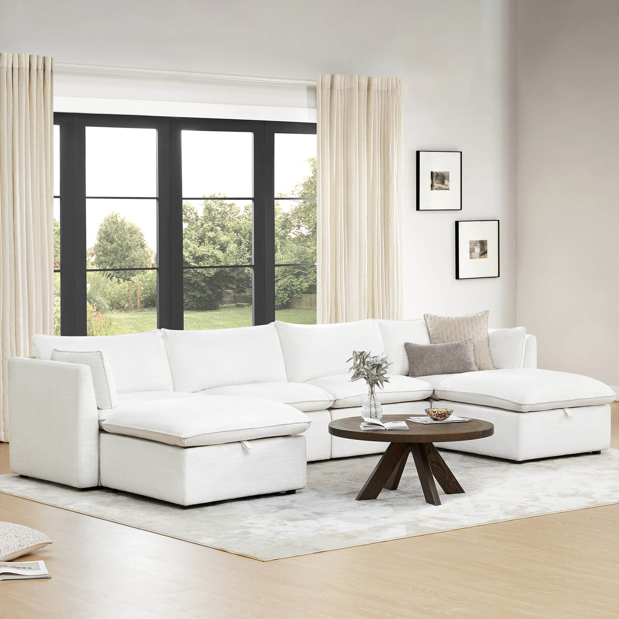 Canapé modulable Sophia en plumes 6 pièces