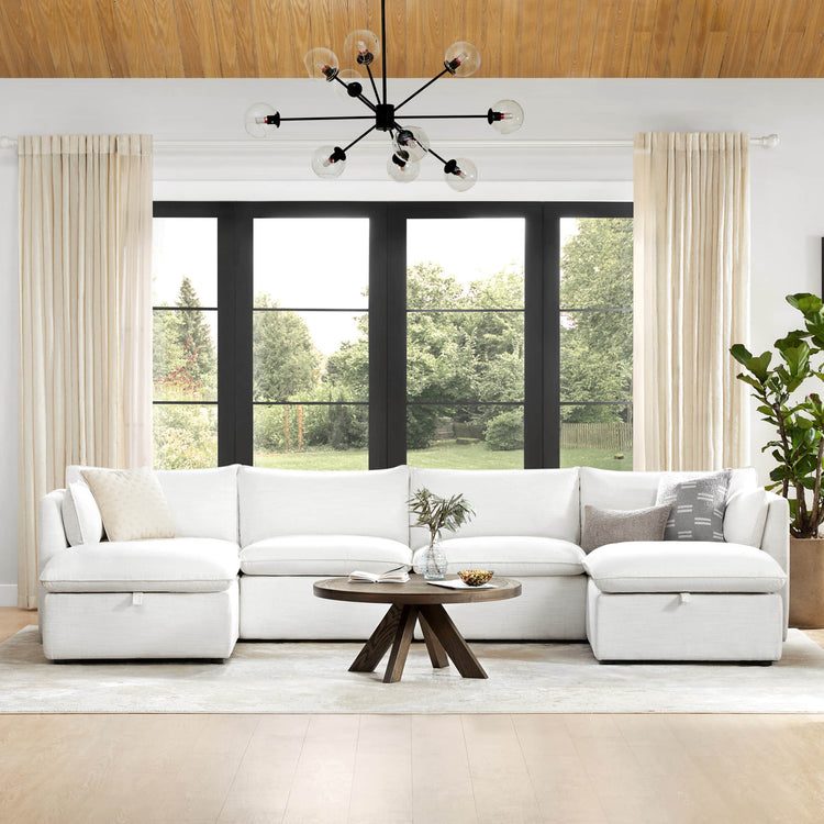 Canapé modulable Sophia en plumes 6 pièces