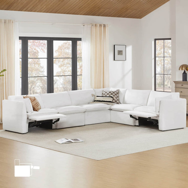 Canapé modulable Sophia Feather Power 6 pièces avec repose-pieds électriques
