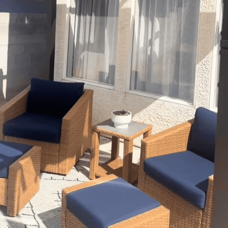Ensemble de patio extérieur en rotin Calum 5 pièces