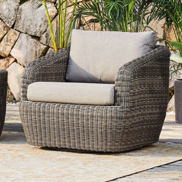 Fauteuil d'appoint pivotant d'extérieur en osier Liana