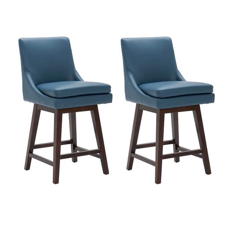 CHITA LIVING-Lissa Swivel Counter Stool 26.8'' ( Set of 2)-Counter Stools-Faux Leather-Blue-
