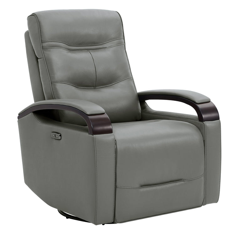 CHITA LIVING-Gentry Leather Power Swivel Glider Recliner with USB Charge-Recliners-Genuine Leather-Haze-