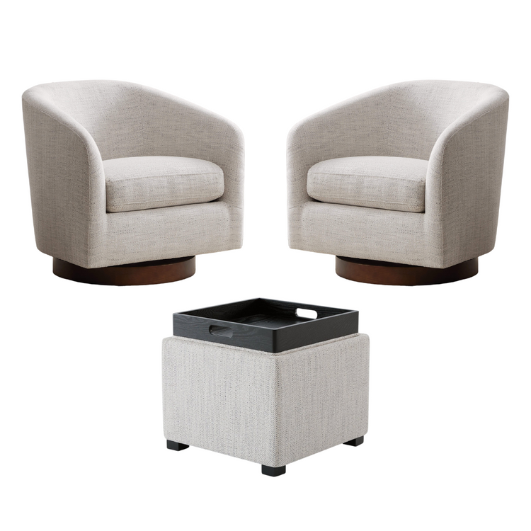 Ensemble salon | Fauteuil d'appoint Wren (lot de 2) et pouf cube