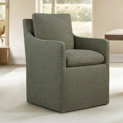 Hailey Dining Arm Chair with Caster Wheels Fabric Fully Assembled