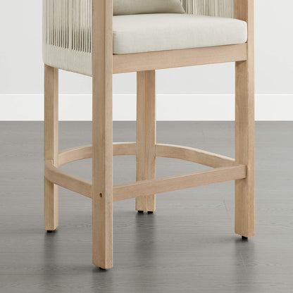 Tabouret de comptoir d'intérieur et d'extérieur en corde de bois d'acacia Clover Boho