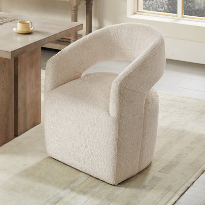 Joey Modern Barrel Dining Chair with Caster Wheels & Open Back Fully Assembled
