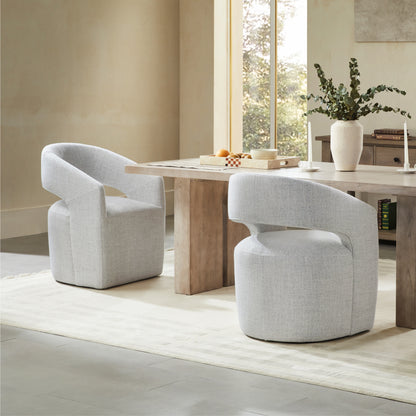 Joey Modern Barrel Dining Chair with Caster Wheels & Open Back Fully Assembled