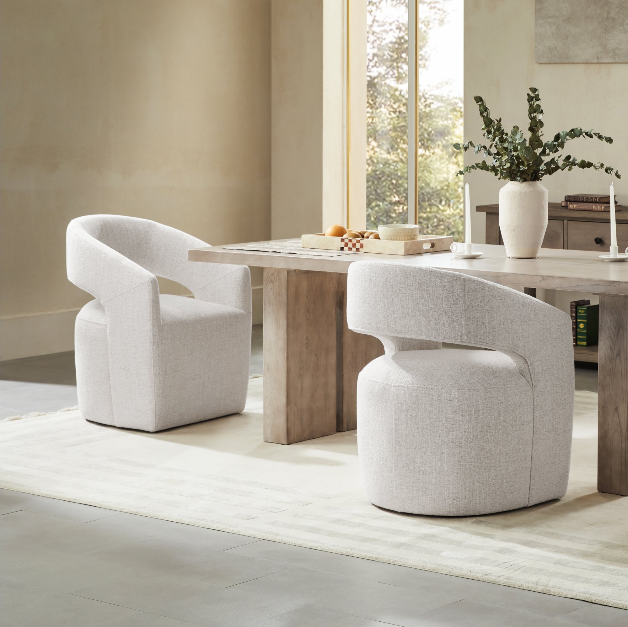 Joey Modern Barrel Dining Chair with Caster Wheels & Open Back Fully Assembled