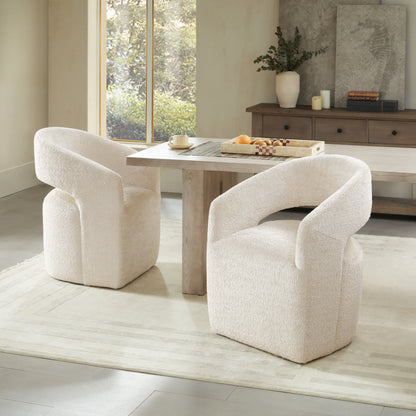 Joey Modern Barrel Dining Chair with Caster Wheels & Open Back Fully Assembled