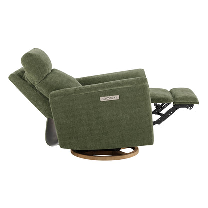 Lulla Power Swivel Nursery Glider Recliner with Power Headrest and Nightlight