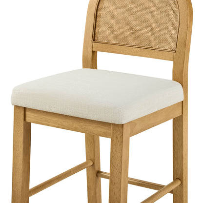 Tabouret de bar incurvé en rotin Abigail avec tissu performant
