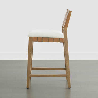Tabouret de comptoir tissé à la main moderne du milieu du siècle Aries