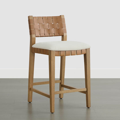 Tabouret de comptoir tissé à la main moderne du milieu du siècle Aries