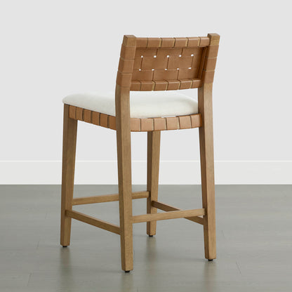 Tabouret de comptoir tissé à la main moderne du milieu du siècle Aries