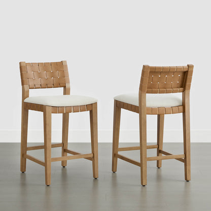 Tabouret de comptoir tissé à la main moderne du milieu du siècle Aries