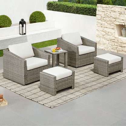 Ensemble de patio extérieur en rotin Calum 5 pièces