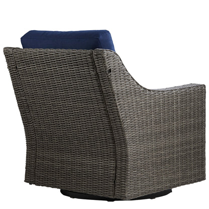 Fauteuil d'appoint pivotant et à bascule en rotin Elara pour l'extérieur