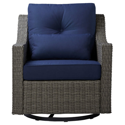 Fauteuil d'appoint pivotant et à bascule en rotin Elara pour l'extérieur