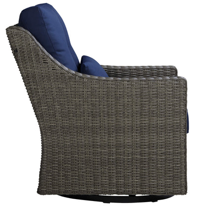 Fauteuil d'appoint pivotant et à bascule en rotin Elara pour l'extérieur