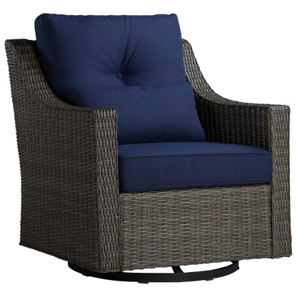 Fauteuil d'appoint pivotant et à bascule en rotin Elara pour l'extérieur