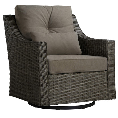 Fauteuil d'appoint pivotant et à bascule en rotin Elara pour l'extérieur