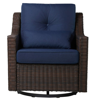 Fauteuil d'appoint pivotant et à bascule en rotin Elara pour l'extérieur