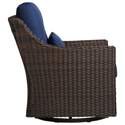 Fauteuil d'appoint pivotant et à bascule en rotin Elara pour l'extérieur