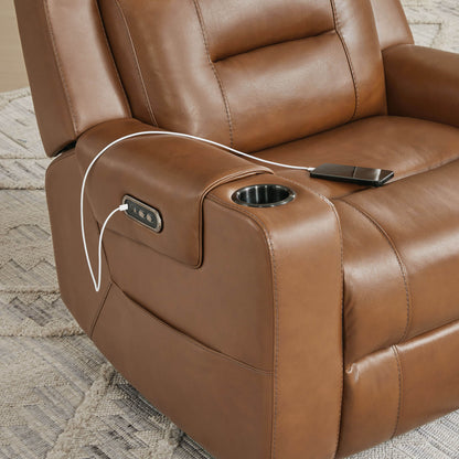Garrison Genuine Leather Power Lay Flat Recliner with Power Headrest