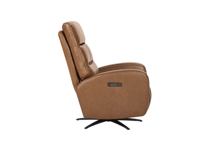 Fauteuil inclinable pivotant électrique Landon en cuir véritable avec appui-tête électrique