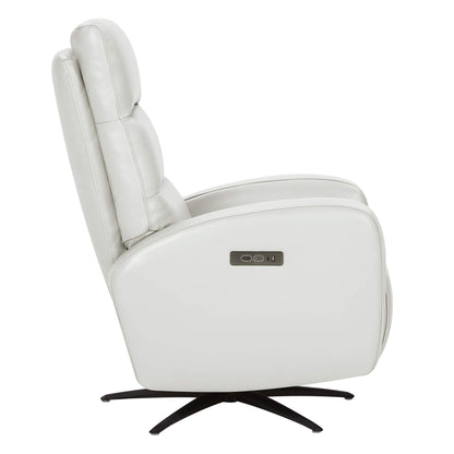 Fauteuil inclinable pivotant électrique Landon en cuir véritable avec appui-tête électrique