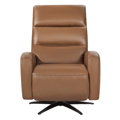 Fauteuil inclinable pivotant électrique Landon en cuir véritable avec appui-tête électrique