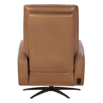 Fauteuil inclinable pivotant électrique Landon en cuir véritable avec appui-tête électrique
