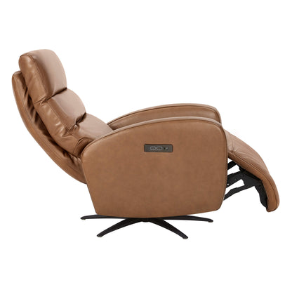 Fauteuil inclinable pivotant électrique Landon en cuir véritable avec appui-tête électrique