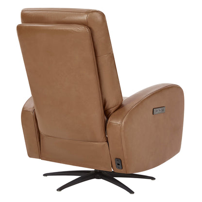 Fauteuil inclinable pivotant électrique Landon en cuir véritable avec appui-tête électrique