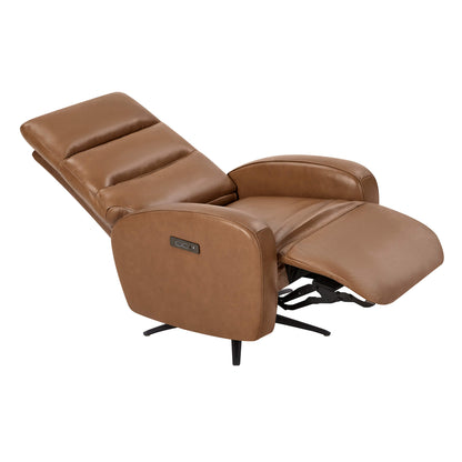 Fauteuil inclinable pivotant électrique Landon en cuir véritable avec appui-tête électrique