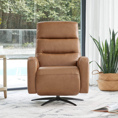 Fauteuil inclinable pivotant électrique Landon en cuir véritable avec appui-tête électrique