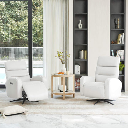 Fauteuil inclinable pivotant électrique Landon en cuir véritable avec appui-tête électrique